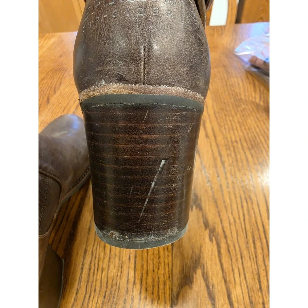 Sperry Womens Brown Leather Strap Wedge Ankle Boots Size 12 Western Boho Cowgirl